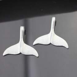 10 Grey Silver Whale Tail Pendants, Bracelet Clasp