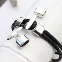 5 Sets Leather Bracelet hook clasp T-Bar Hook Clasp, Rhodium Imitation