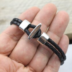 5 Sets Leather Bracelet hook clasp T-Bar Hook Clasp, Rhodium Imitation