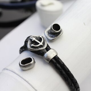 5 Dark Antique Silver Anchor Button Clasps, Leather or Cord Bracelet Clasps