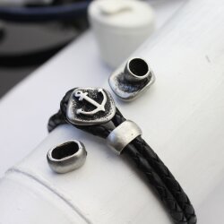 5 Anker Verschluss Armband, Anker Endkappen Sets für Lederarmbänder, dunkel altsilber