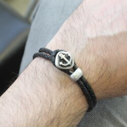 5 Anker Verschluss Armband, Anker Endkappen Sets für Lederarmbänder, dunkel altsilber