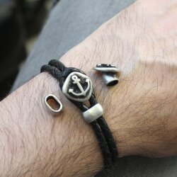 5 Anker Verschluss Armband, Anker Endkappen Sets für Lederarmbänder, dunkel altsilber