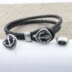 5 Dark Antique Silver Anchor Button Clasps, Leather or Cord Bracelet Clasps