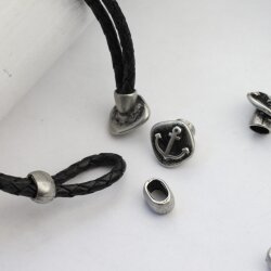 5 Anker Verschluss Armband, Anker Endkappen Sets für Lederarmbänder, dunkel altsilber