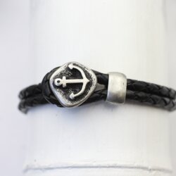 5 Dark Antique Silver Anchor Button Clasps, Leather or Cord Bracelet Clasps