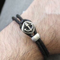 5 Anker Verschluss Armband, Anker Endkappen Sets für Lederarmbänder, dunkel altsilber