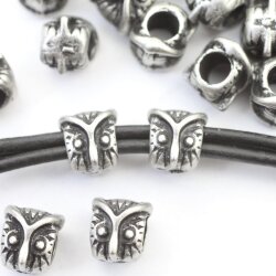 10 Dark Antique Silver Owl Beads