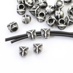 10 Dark Antique Silver Owl Beads