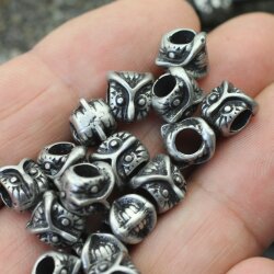 10 Dark Antique Silver Owl Beads