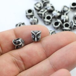 10 Dark Antique Silver Owl Beads