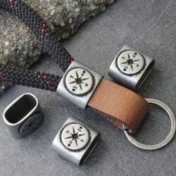 1 Compass Keychain Findings, DIY Keychain, Slider Beads Dark Antique Silver