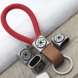 1 Compass Keychain Findings, DIY Keychain, Slider Beads Dark Antique Silver