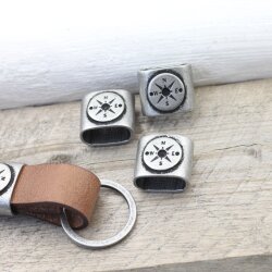 1 Compass Keychain Findings, DIY Keychain, Slider Beads Dark Antique Silver