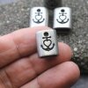 5 Faith Love Hope Slider Beads for Bracelet, Keychain Slider Beads Dark Antique Silver