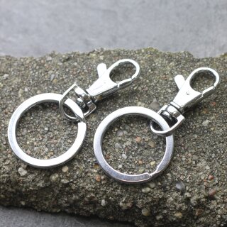 1 Karabiner Schlüsselanhänger mit Ringe, Rhodium Imitation