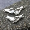 1 Handshake Clasps, Handshake Charms Pendant, Antique Silver