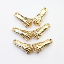 5 Gold Holding Hands Charms