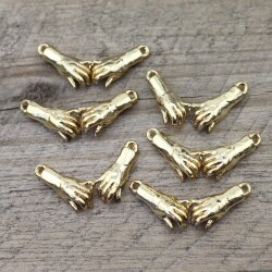 5 Gold Holding Hands Charms