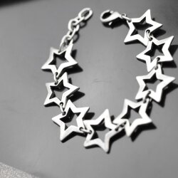 10 Silver Star charms connectors