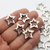 10 Silver Star charms connectors