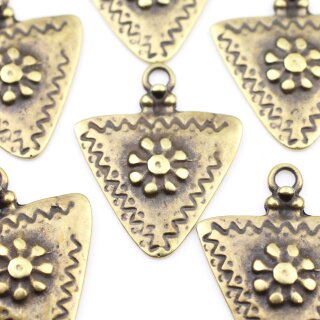 5 Antique Brass Ethnic Charms Pendant