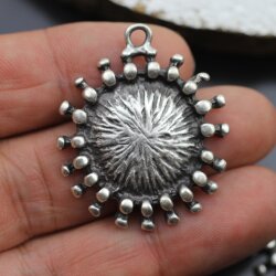 5 Antique Silver Statement Sun Charms Pendant