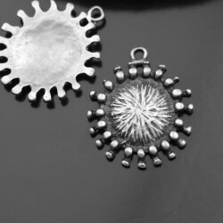5 Antique Silver Statement Sun Charms Pendant