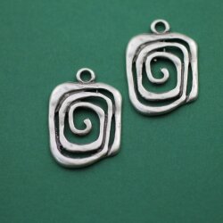 5 Zamak Spirale Charms Anhänger, altsilber