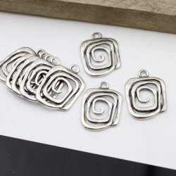 5 Antique Silver Asymmetric Spiral Charms Pendant