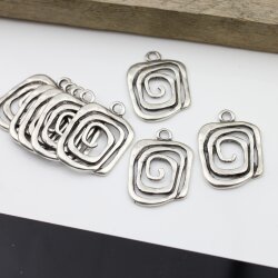 5 Zamak Spirale Charms Anhänger, altsilber