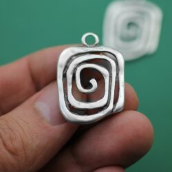 5 Antique Silver Asymmetric Spiral Charms Pendant