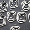 5 Antique Silver Asymmetric Spiral Charms Pendant