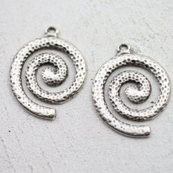 1 Antique Silver Statement Spiral Charms Pendant