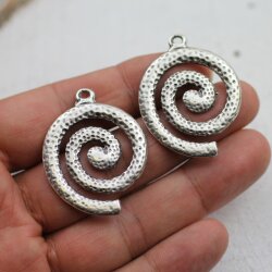 1 Antique Silver Statement Spiral Charms Pendant