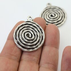 1 Antique Silver Spiral Charms Pendant