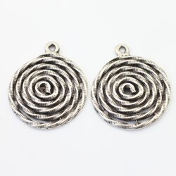 1 Antique Silver Spiral Charms Pendant