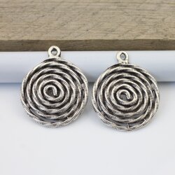 1 Antique Silver Spiral Charms Pendant