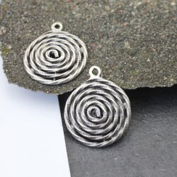 1 Antique Silver Spiral Charms Pendant