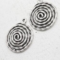 1 Antique Silver Spiral Charms Pendant