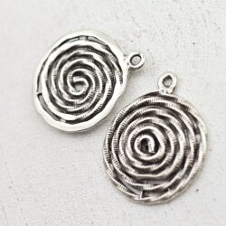 1 Antique Silver Spiral Charms Pendant