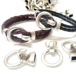 5 Hook Clasps for Leather and Cord Bracelet, Antique Silver