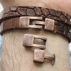 5 Haken Verschlüsse für Lederarmband. altkupfer