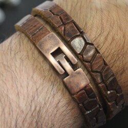 5 Haken Verschlüsse für Lederarmband. altkupfer