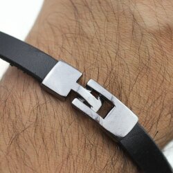 5 Haken Verschlüsse für Lederarmband. Jet Hematit