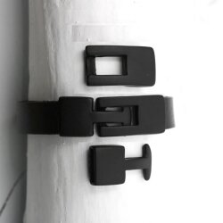 5 Haken Verschlüsse für Lederarmband. mattschwarz