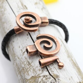 5 Antique Copper Spiral Closure, Bracelet Clasps