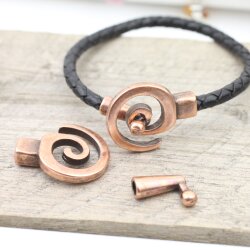 5 Antique Copper Spiral Closure, Bracelet Clasps