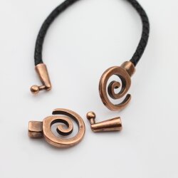 5 Antique Copper Spiral Closure, Bracelet Clasps