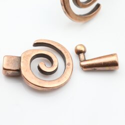 5 Antique Copper Spiral Closure, Bracelet Clasps